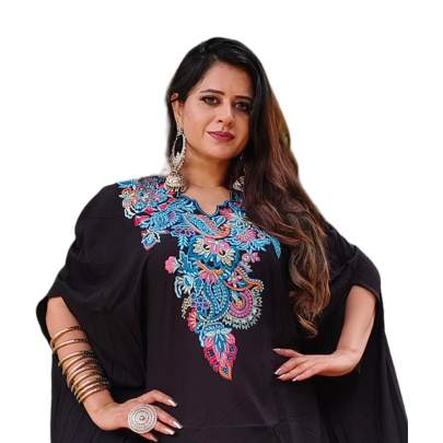 Black Embroidery Kaftan