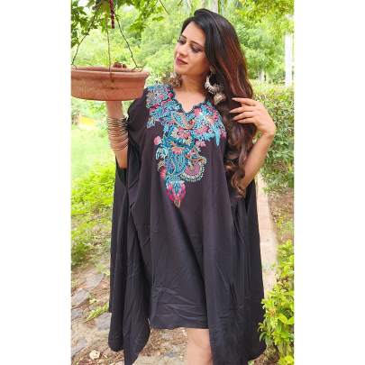 Black Embroidery Kaftan