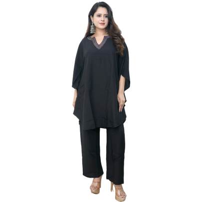 Black Kaftan with Pant Co ord Set