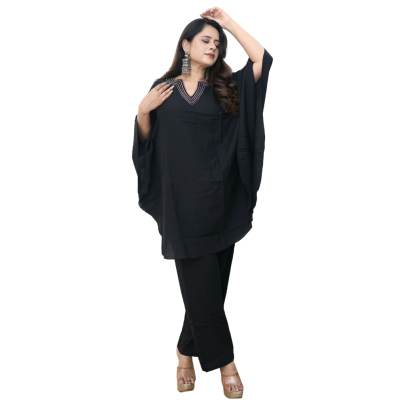 Black Kaftan with Pant Co ord Set