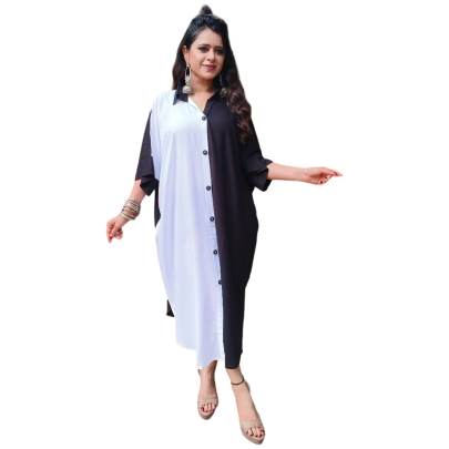 Black & White Half Half Style Kaftan