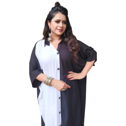 Black & White Half Half Style Kaftan