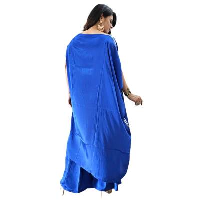 Blue Crepe Silk Kaftan Co ord set