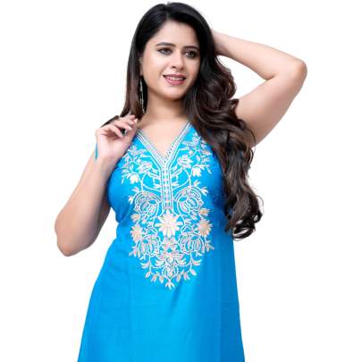 Embroidery Dress(Turquoise)