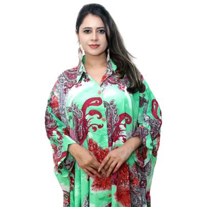 Paisley Print Shirt Style Kaftan