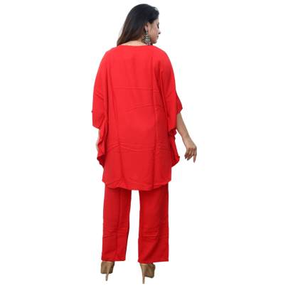 Red Kaftan with Pant Co ord Set