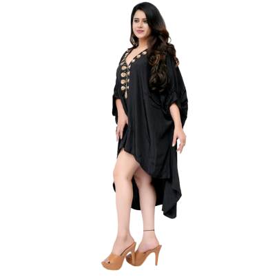 Black High Low Style Embellished Kaftan