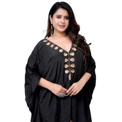 Black High Low Style Embellished Kaftan