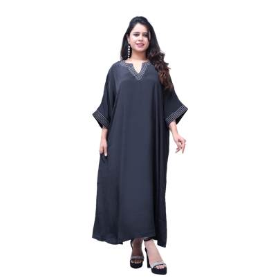 Black Long Kaftan with Pockets