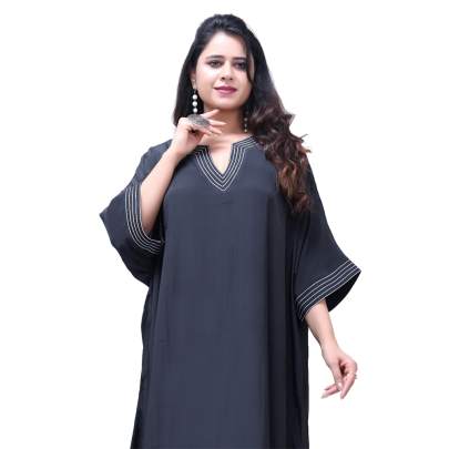 Black Long Kaftan with Pockets