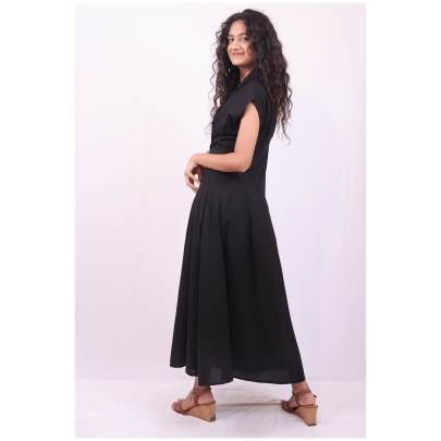 Black Long Slit Shirt Dress