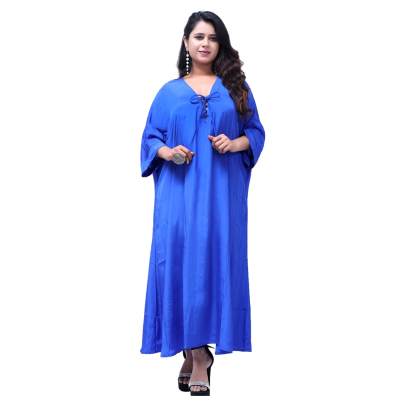 Blue Long Kaftan with Pockets