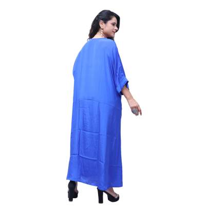 Blue Long Kaftan with Pockets