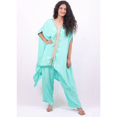 Designer asymmetric Kaftan Pant Set