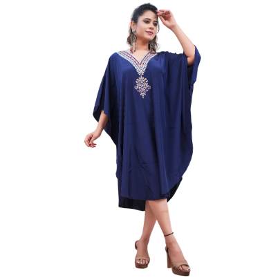 Embroidery Kaftan- Navy Blue