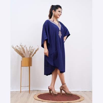 Embroidery Kaftan- Navy Blue