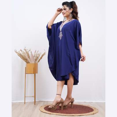 Embroidery Kaftan- Navy Blue