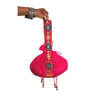 Embroidery Kaftan Pant Set with Potli Bag