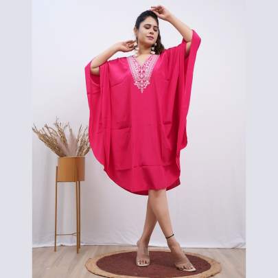 Embroidery Kaftan - Pink