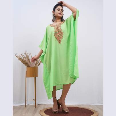 Embroidery Kaftan  Pista Green