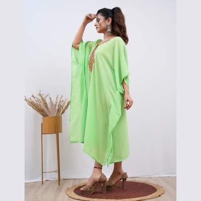 Embroidery Kaftan  Pista Green