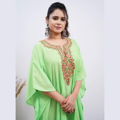 Embroidery Kaftan  Pista Green