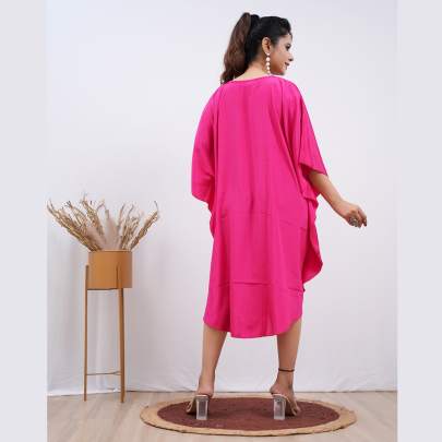 Embroidery Kaftan- Rani Pink