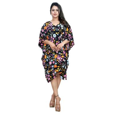 Floral Print Kaftan Black