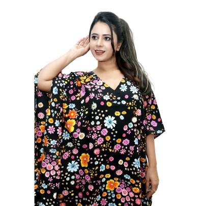 Floral Print Kaftan Black