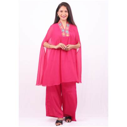 Georgette Embroidery Kaftan Set with Pants