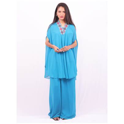 Georgette Embroidery Kaftan Set with Pants