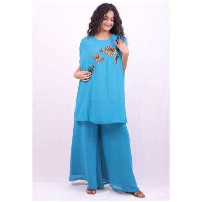 Georgette Handwork Designer Kaftan with Pant 