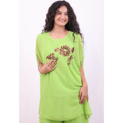 Georgette Handwork Designer Kaftan with Pant