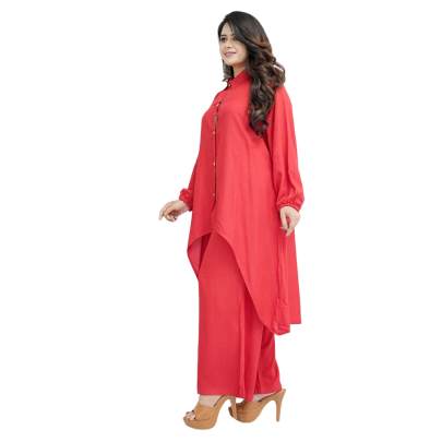 High Low Style Kurta Palazzo  Red