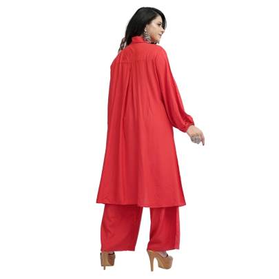 High Low Style Kurta Palazzo  Red