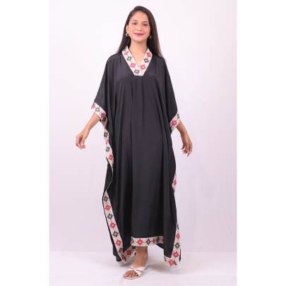 High Neck Kaftan with Embroidered Neck