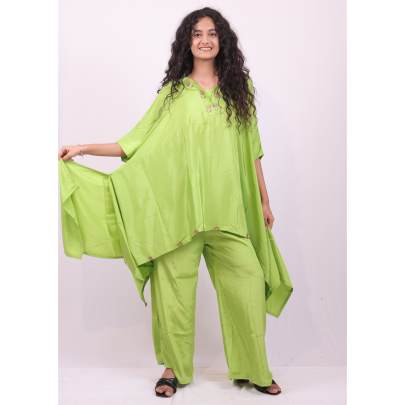 Lime Green Kaftan with Pant Set 