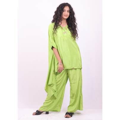 Lime Green Kaftan with Pant Set