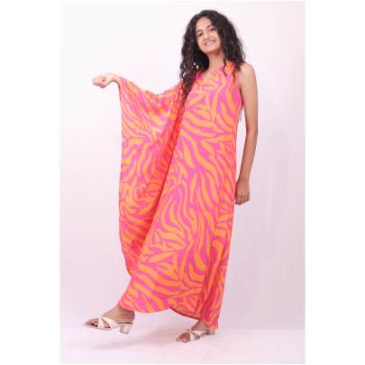 One Shoulder Animal Print Dress