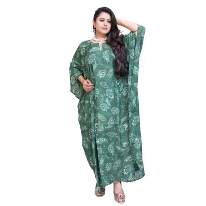 Paisley Print Long Kaftan Maxi Green