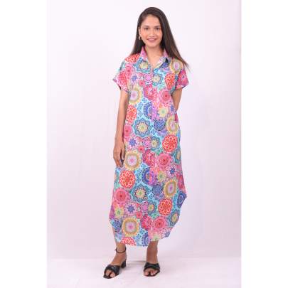 Paisley Printed Viscose Shirt Dress