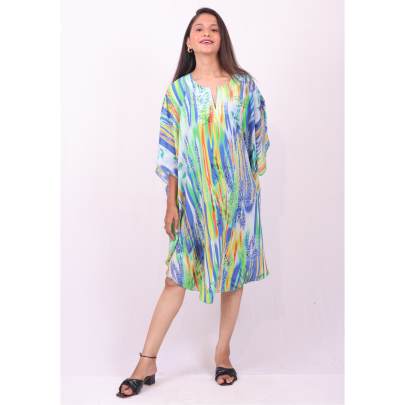 Printed Short Kaftan Beach Cover-Up