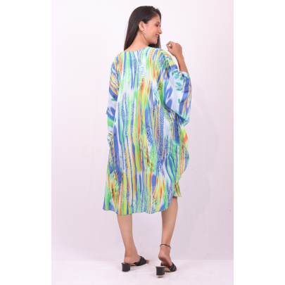 Printed Short Kaftan Beach Cover-Up