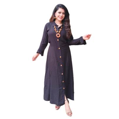 Rayon Black Long Dress