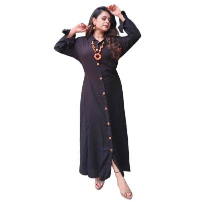 Rayon Black Long Dress