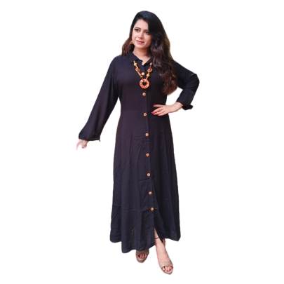 Rayon Black Long Dress