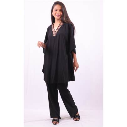 Rayon Kaftan with Pant Embroidered Neck