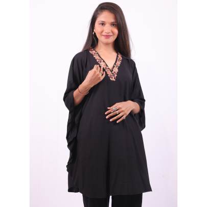 Rayon Kaftan with Pant Embroidered Neck