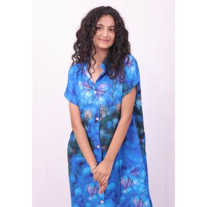 Tie Dye Button-Down Shirt Midi Dress