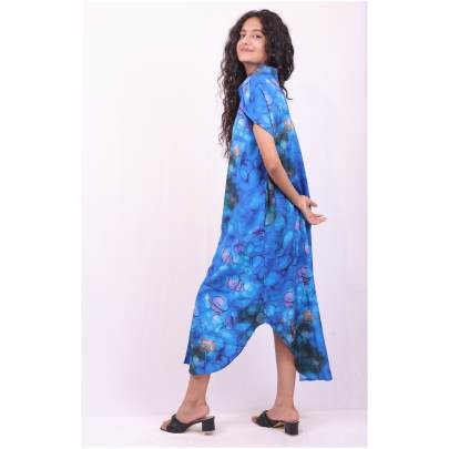 Tie Dye Button-Down Shirt Midi Dress